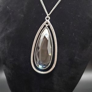 Sweater Length Smoky Crystal Necklace